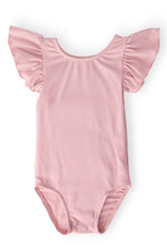 Vintage Pink Flutter Sleeve Leotard for Toddlers and Girls - Everetts Place Boutique - Flutter Leotard S/S