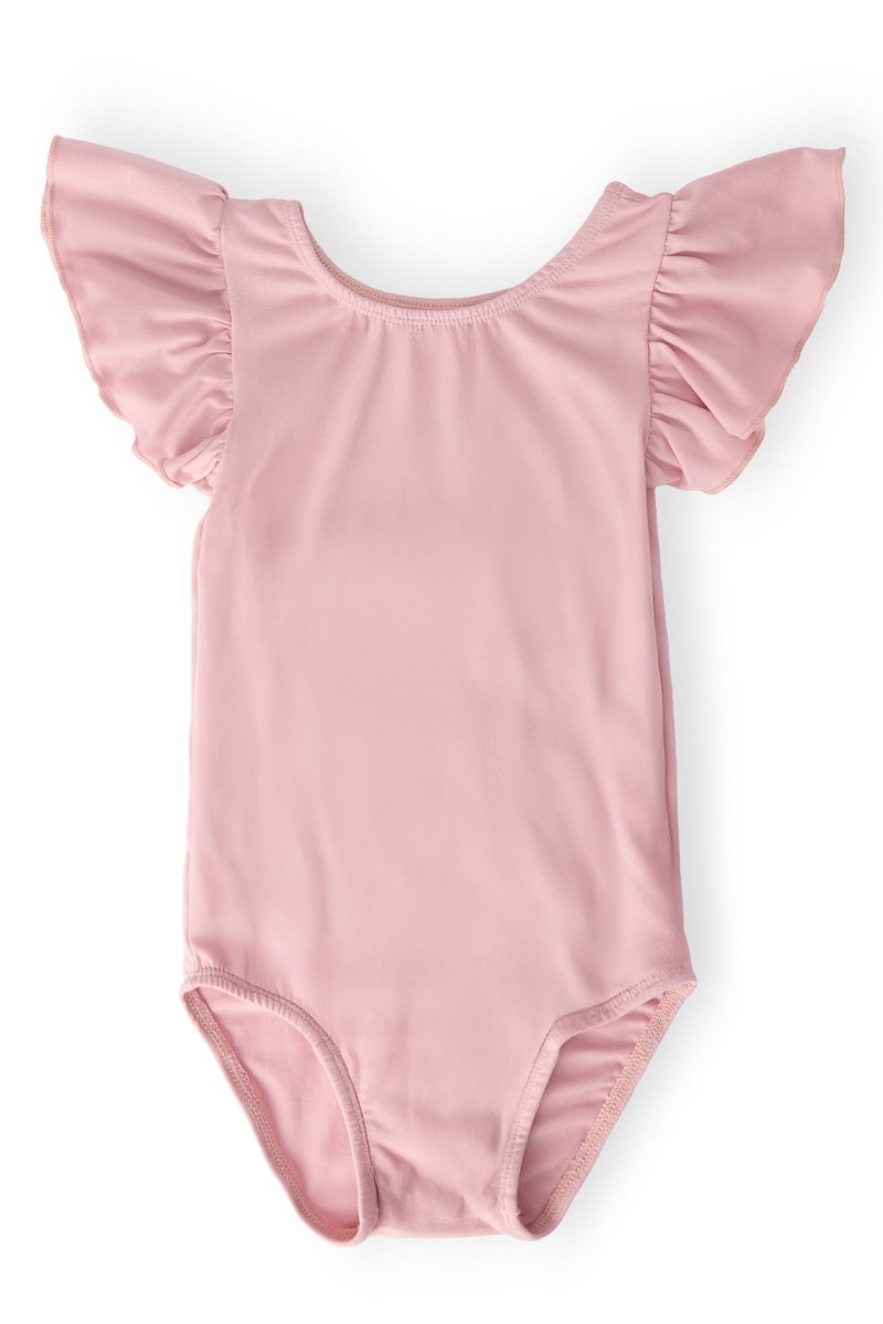 Vintage Pink Flutter Sleeve Leotard for Toddlers and Girls - Everetts Place Boutique - Flutter Leotard S/S