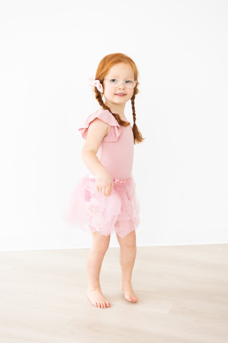 Vintage Pink Flutter Sleeve Leotard for Toddlers and Girls - Everetts Place Boutique - Flutter Leotard S/S