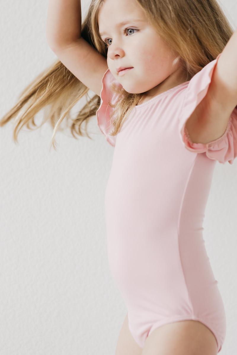 Vintage Pink Flutter Sleeve Leotard for Toddlers and Girls - Everetts Place Boutique - Flutter Leotard S/S