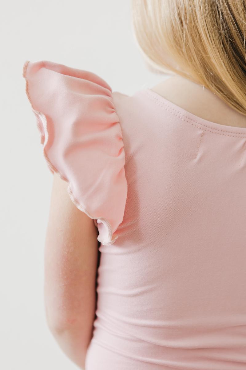 Vintage Pink Flutter Sleeve Leotard for Toddlers and Girls - Everetts Place Boutique - Flutter Leotard S/S