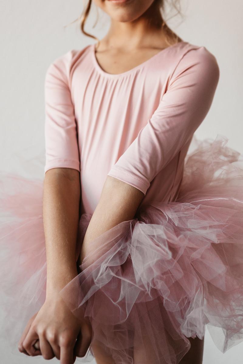 Vintage Pink Three Fourth Tutu Leotard For Girls Dance - Everetts Place Boutique - Tutu Leotard 3/4