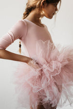 Vintage Pink Three Fourth Tutu Leotard For Girls Dance - Everetts Place Boutique - Tutu Leotard 3/4