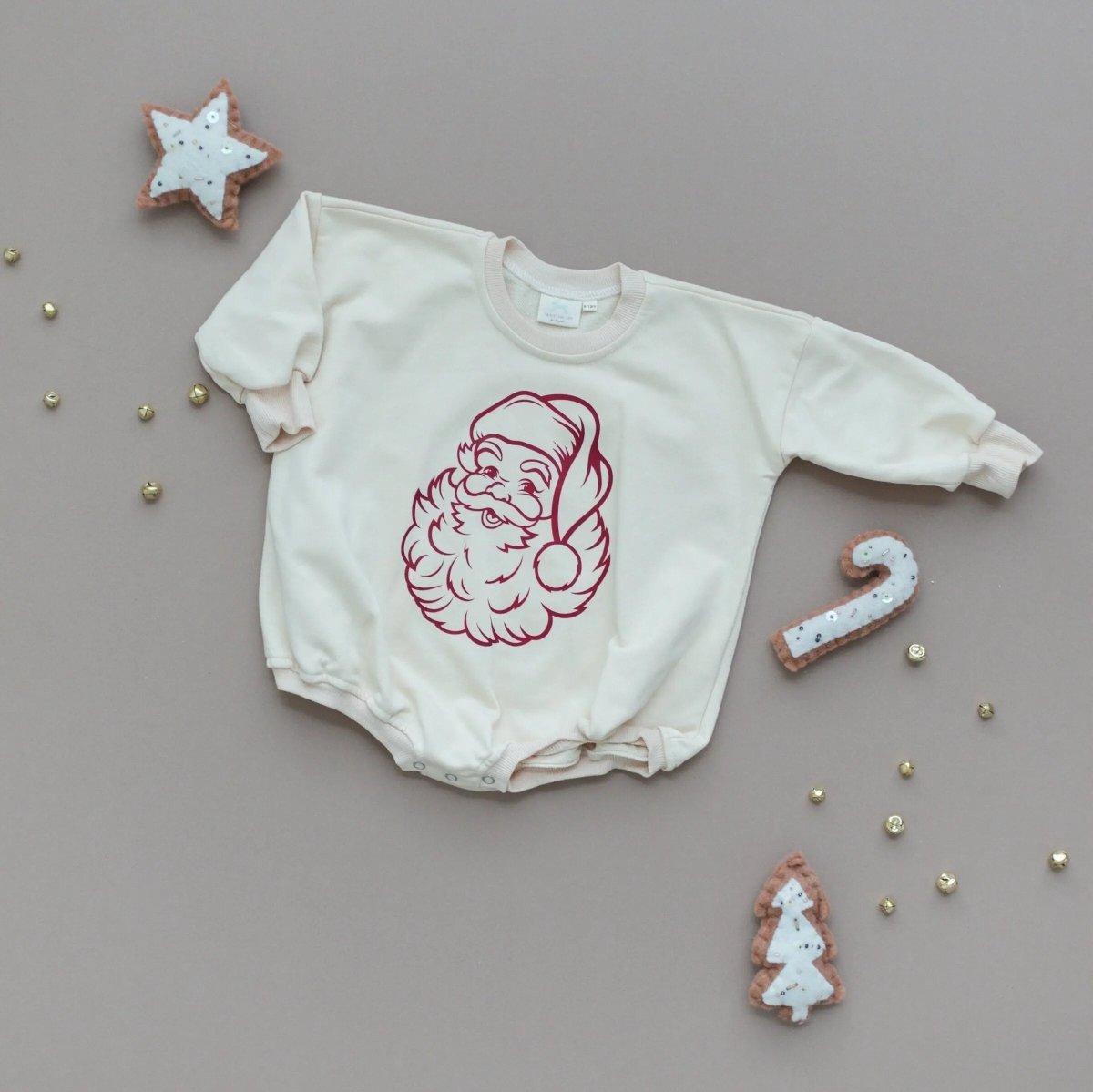 Vintage Santa Graphic Sweatshirt Romper - Cream Little Joy Co. Everetts Place Boutique 34.00
