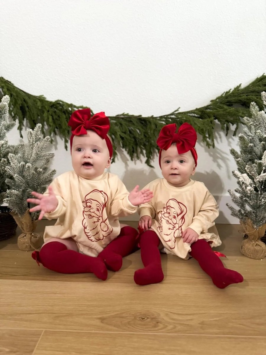 Vintage Santa Graphic Sweatshirt Romper - Cream Little Joy Co. Everetts Place Boutique
