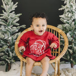 Vintage Santa Graphic Sweatshirt Romper - Red Little Joy Co. Everetts Place Boutique