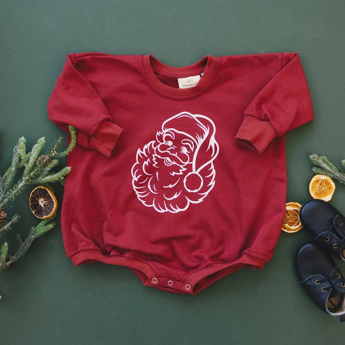 Vintage Santa Graphic Sweatshirt Romper - Red Little Joy Co. Everetts Place Boutique 30.00