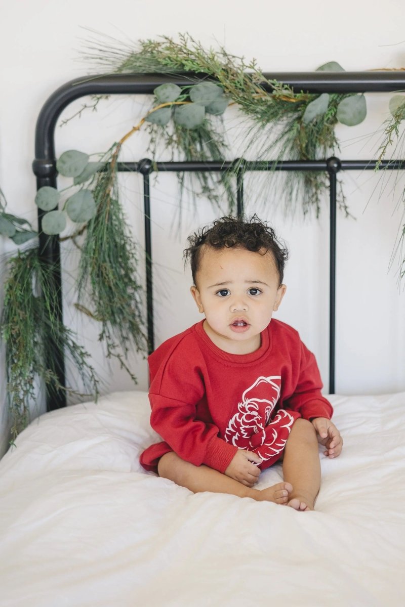 Vintage Santa Graphic Sweatshirt Romper - Red Little Joy Co. Everetts Place Boutique