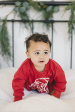 Vintage Santa Graphic Sweatshirt Romper - Red Little Joy Co. Everetts Place Boutique