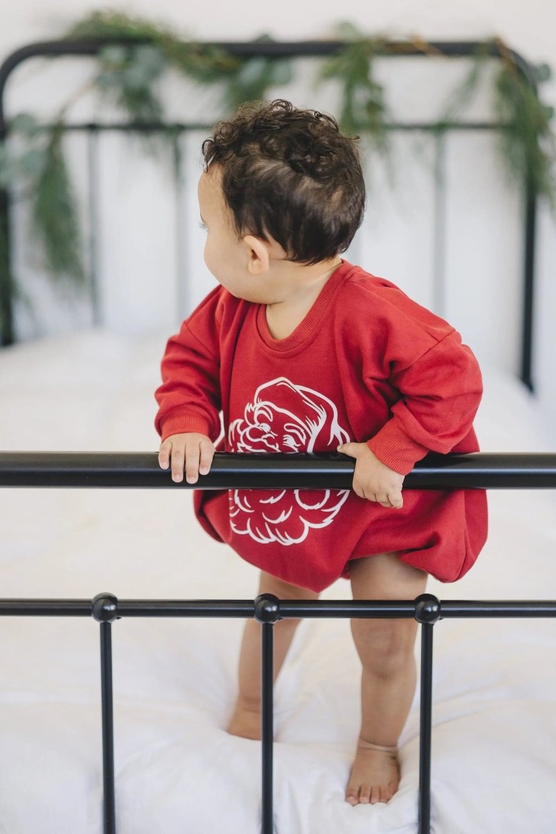 Vintage Santa Graphic Sweatshirt Romper - Red Little Joy Co. Everetts Place Boutique