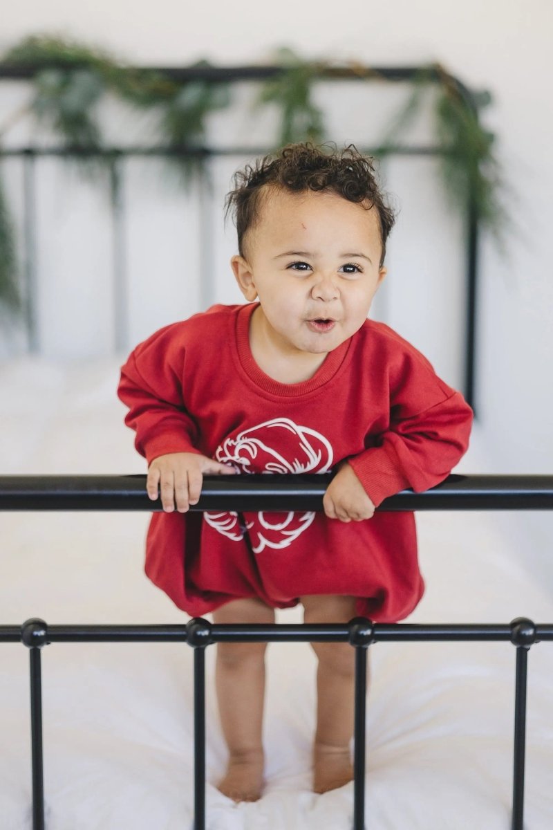 Vintage Santa Graphic Sweatshirt Romper - Red Little Joy Co. Everetts Place Boutique