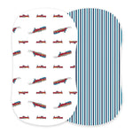 Vintage Steam Trains and Blue and White Stripe Bamboo Changing Pad Cover/Bassinet Sheets Newcastle Classics 