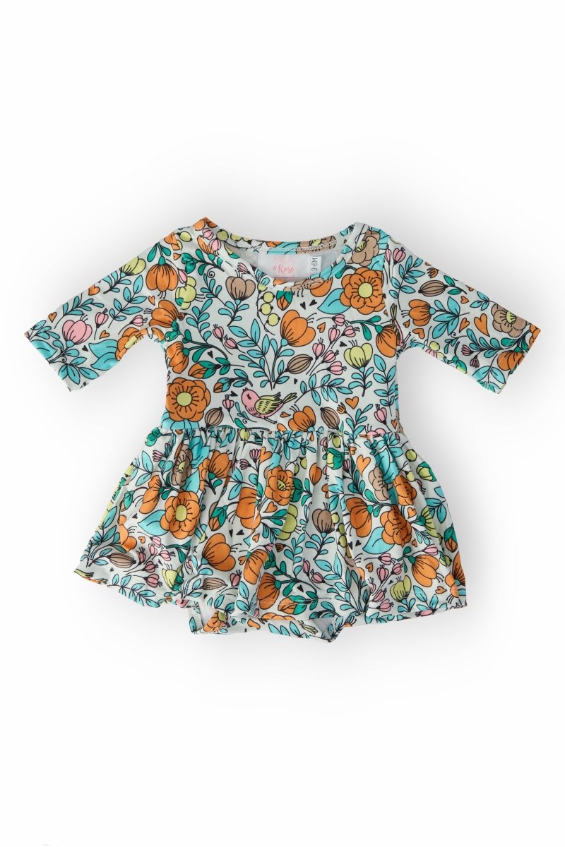 Vintage Vibes Three Quarter Sleeve Twirl Baby Bodysuit - Everetts Place Boutique - Twirl Bodysuit - 3/4 Sleeve