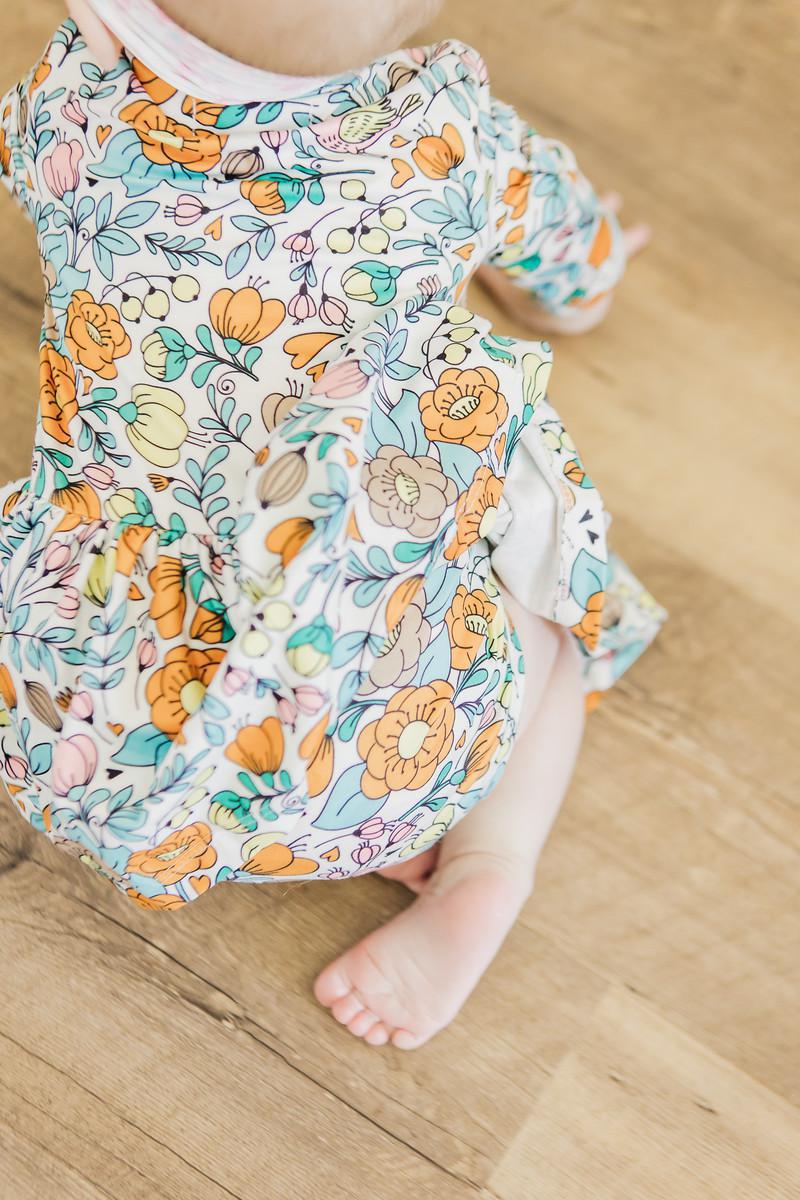 Vintage Vibes Three Quarter Sleeve Twirl Baby Bodysuit - Everetts Place Boutique - Twirl Bodysuit - 3/4 Sleeve