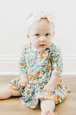 Vintage Vibes Three Quarter Sleeve Twirl Baby Bodysuit - Everetts Place Boutique - Twirl Bodysuit - 3/4 Sleeve