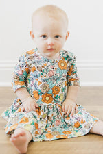 Vintage Vibes Three Quarter Sleeve Twirl Baby Bodysuit - Everetts Place Boutique - Twirl Bodysuit - 3/4 Sleeve