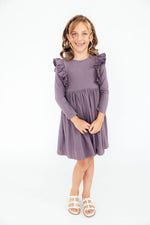 Vintage Violet Long Sleeve Ruffle Twirl Dress For Girls Mila & Rose ® Everetts Place: Online Boutique