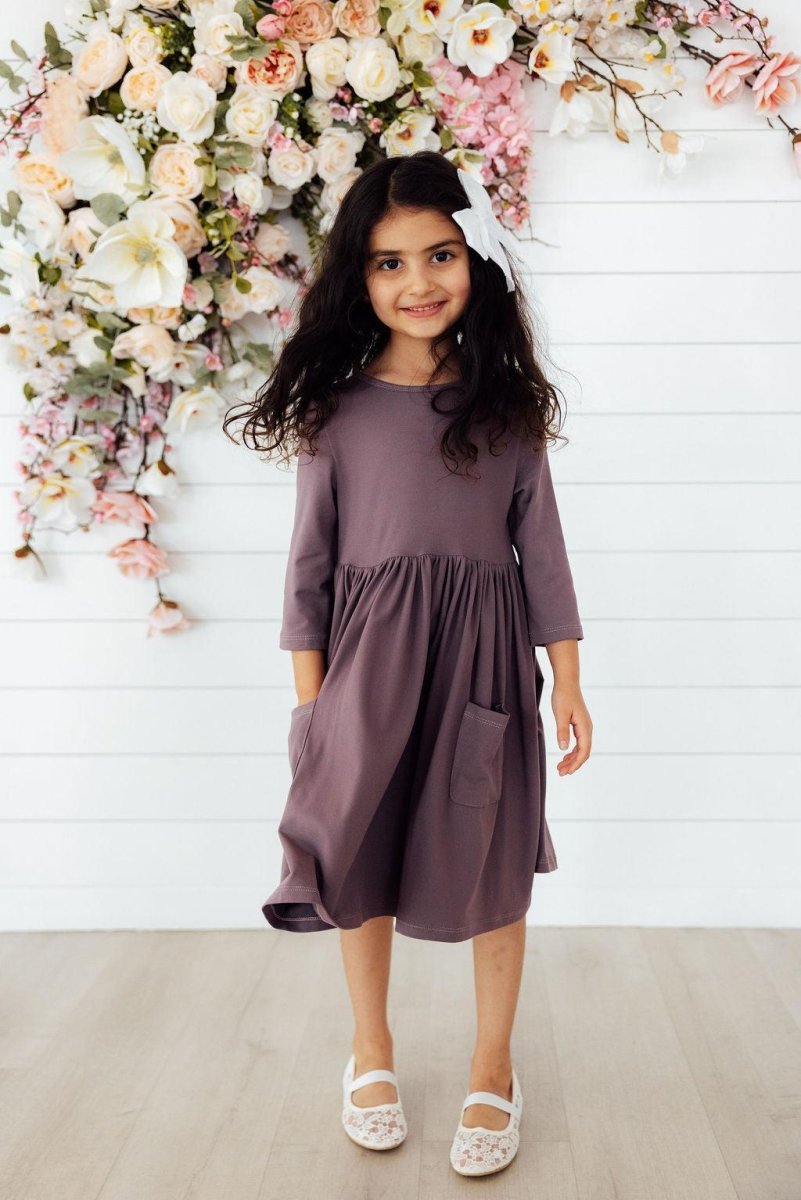 Vintage Violet Sleeve Pocket Twirl Dress For Girls - Everetts Place Boutique - Twirl Pocket Dress 3/4
