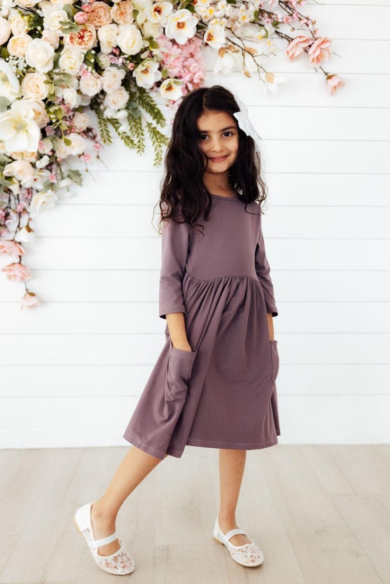 Vintage Violet Sleeve Pocket Twirl Dress For Girls - Everetts Place Boutique - Twirl Pocket Dress 3/4