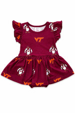 Virginia Tech Maroon Hokie S/S Flutter Twirl Bodysuit by Mila & Rose ®