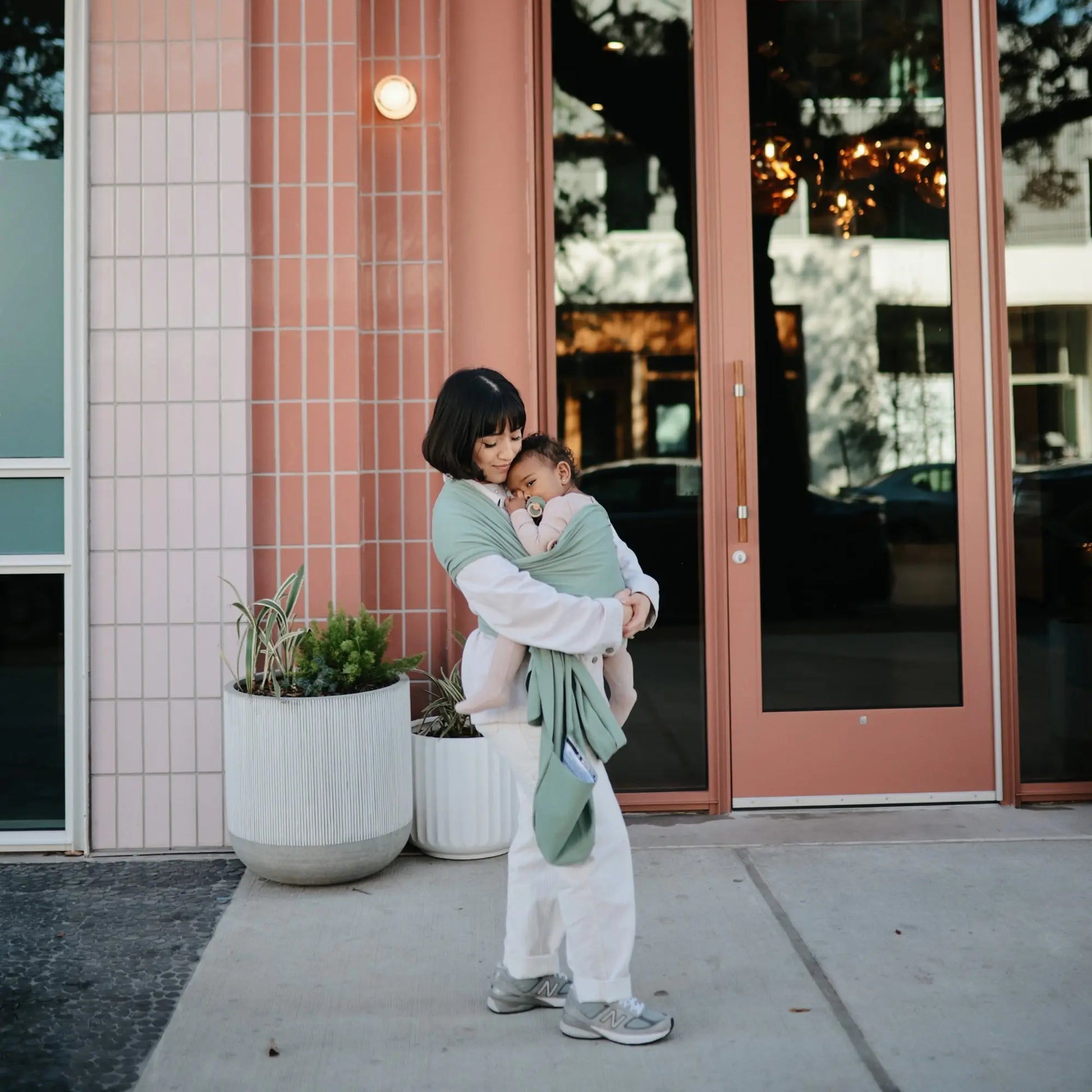 Organic Cotton Baby Wrap for Bonding and Comfort with Built-In Pocket Mushie
