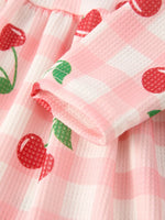 Rylee Faith Designs Waffle Cherry Girls Long Sleeve Dress Cozy Comfort Stylish Playful Pattern - Apparel & Accessories > Clothing > Dresses Dress