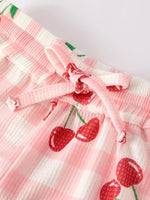 Rylee Faith Designs Waffle Cherry Girls Long Sleeve Set Cozy Fashion for Kids - Apparel & Accessories > Clothing > Sleepwear & Loungewear > Pajamas Pajamas