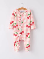 Rylee Faith Designs Waffle Cherry Plaid Girls Romper - Apparel & Accessories > Clothing > Baby & Toddler Clothing > Baby & Toddler Outfits Romper