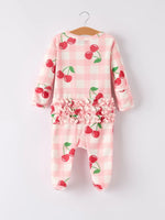 Rylee Faith Designs Waffle Cherry Plaid Girls Romper - Apparel & Accessories > Clothing > Baby & Toddler Clothing > Baby & Toddler Outfits Romper