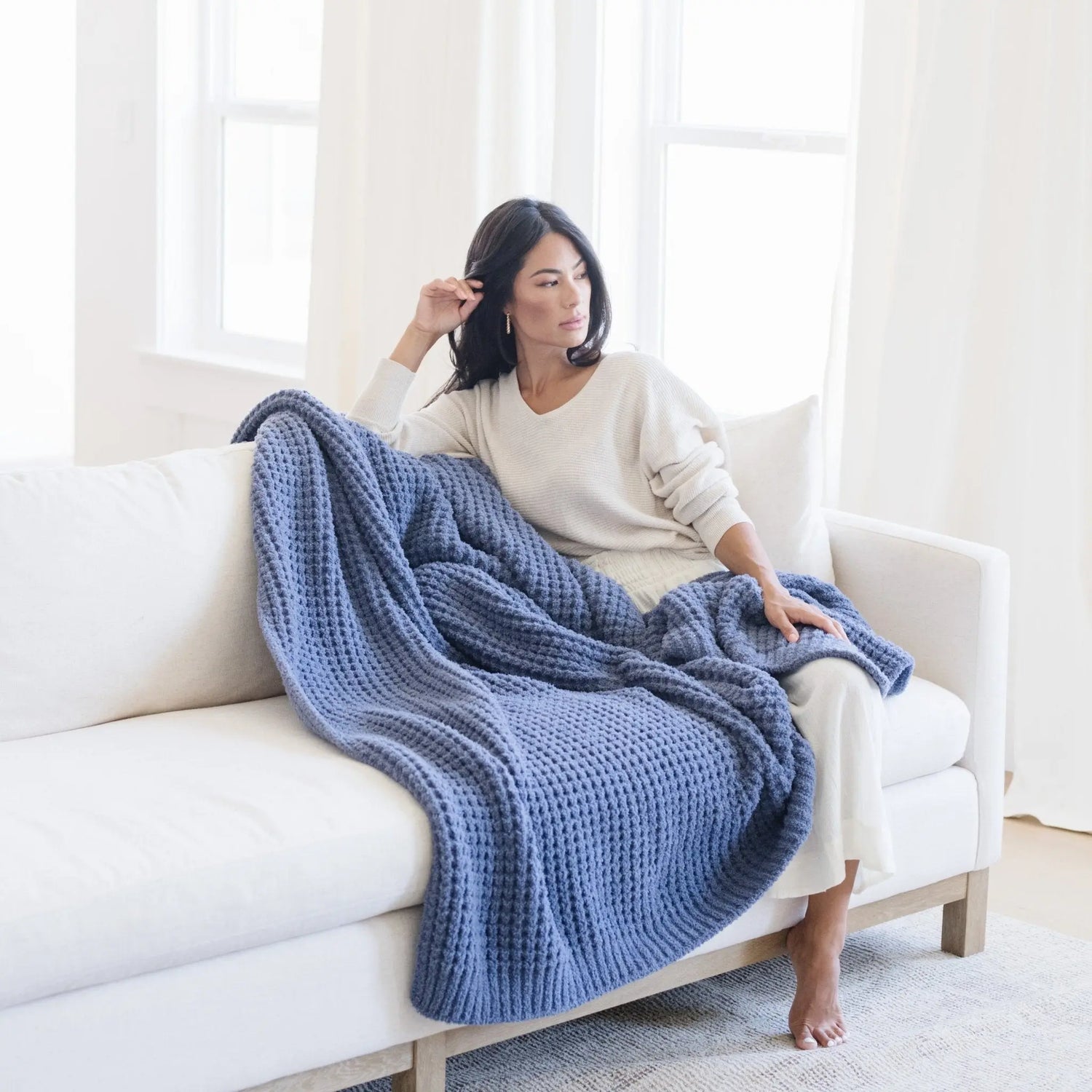Waffle Knit Throw Blanket Soft Luxury by Saranoni Cozy Saranoni Everetts Place Boutique 119.00