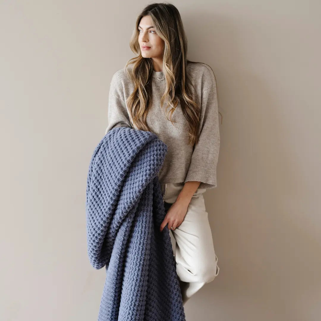 Waffle Knit Throw Blanket Soft Luxury by Saranoni Cozy Saranoni Everetts Place Boutique