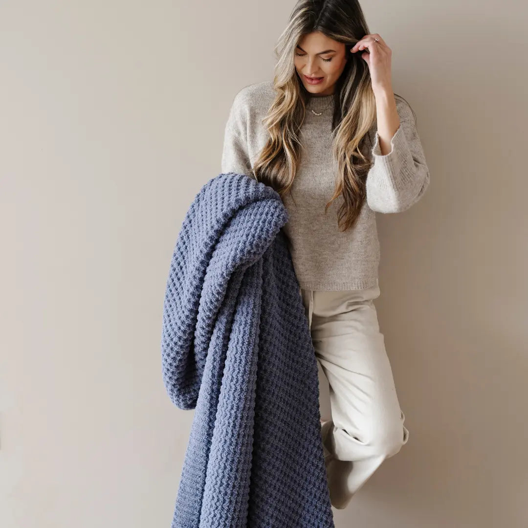Waffle Knit Throw Blanket Soft Luxury by Saranoni Cozy Saranoni Everetts Place Boutique