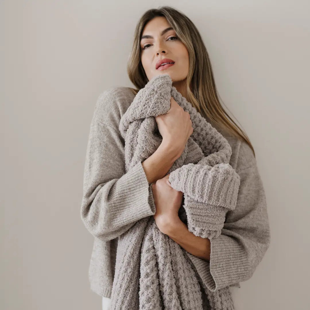 Waffle Knit Throw Blanket Soft Luxury by Saranoni Cozy Saranoni Everetts Place Boutique 119.00