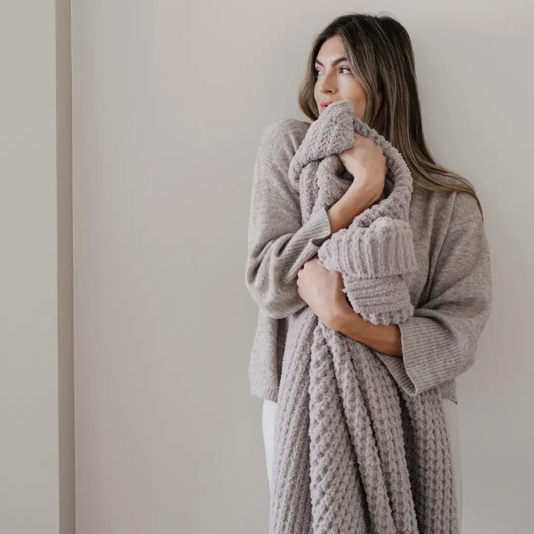 Waffle Knit Throw Blanket Soft Luxury by Saranoni Cozy Saranoni Everetts Place Boutique