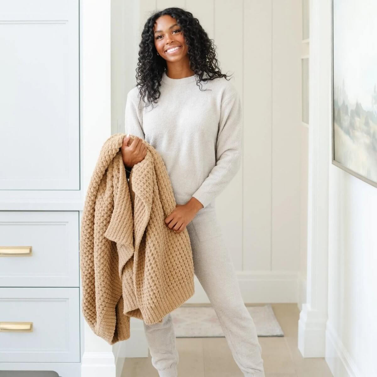 Waffle Knit Throw Blanket Soft Luxury by Saranoni Cozy - Everetts Place Boutique - 