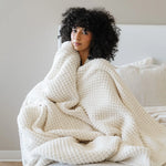 Waffle Knit Throw Blanket Soft Luxury by Saranoni Cozy Saranoni Everetts Place Boutique 119.00