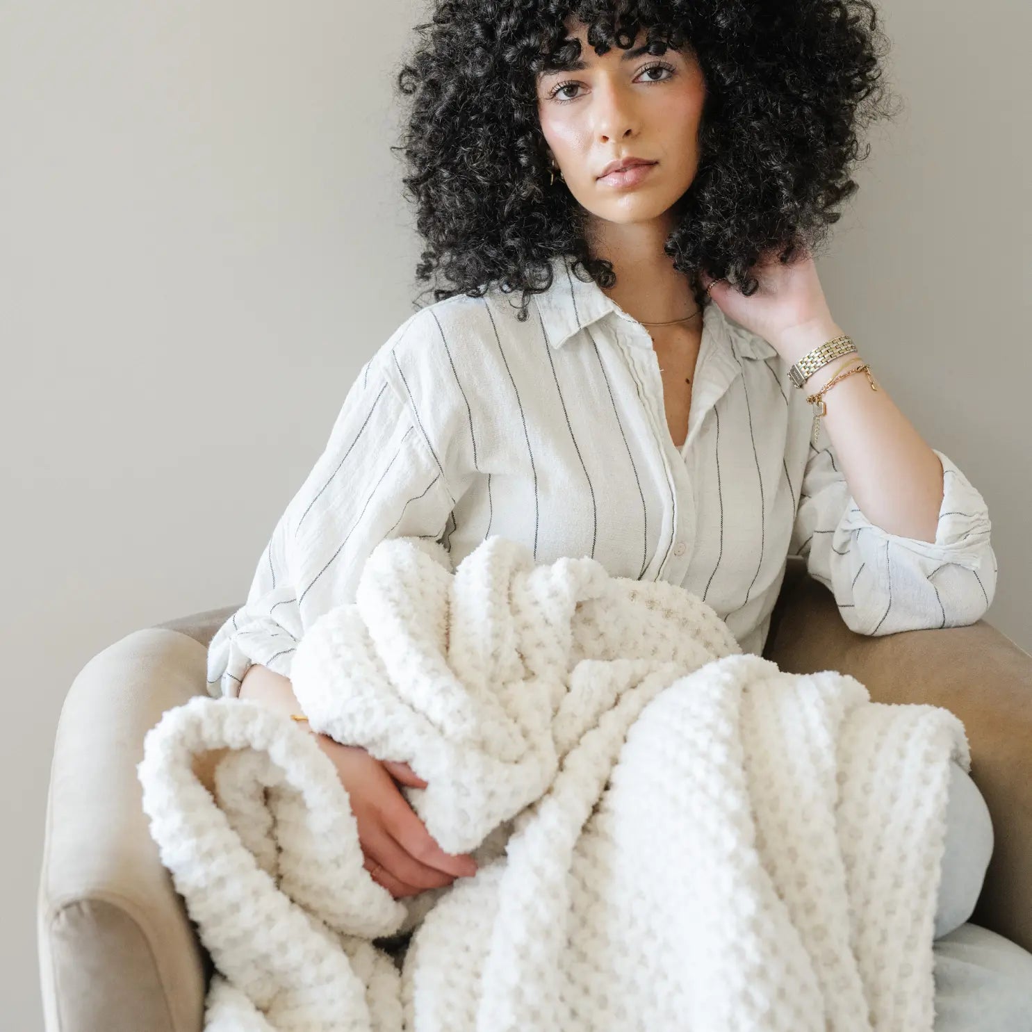 Waffle Knit Throw Blanket Soft Luxury by Saranoni Cozy Saranoni Everetts Place Boutique