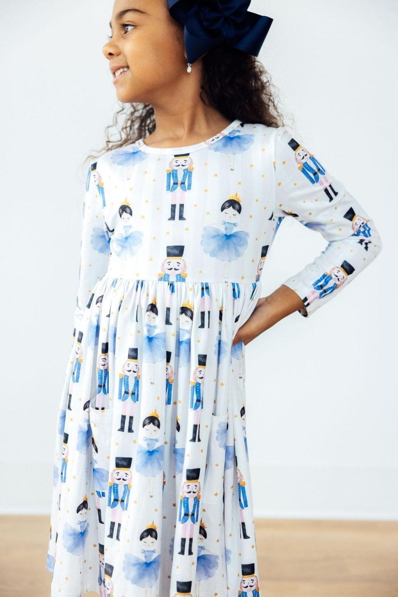 Waltz Of The Snowflakes Long Sleeve Twirl Dress Pocket - Everetts Place Boutique - Twirl Dress - Pocket - L/S