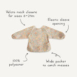 Mushie Water Resistant Long Sleeve Bib for Kids with Wide Pocket and Velcro Closure - Baby & Toddler > Nursing & Feeding > Bibs Long Sleeve Bib