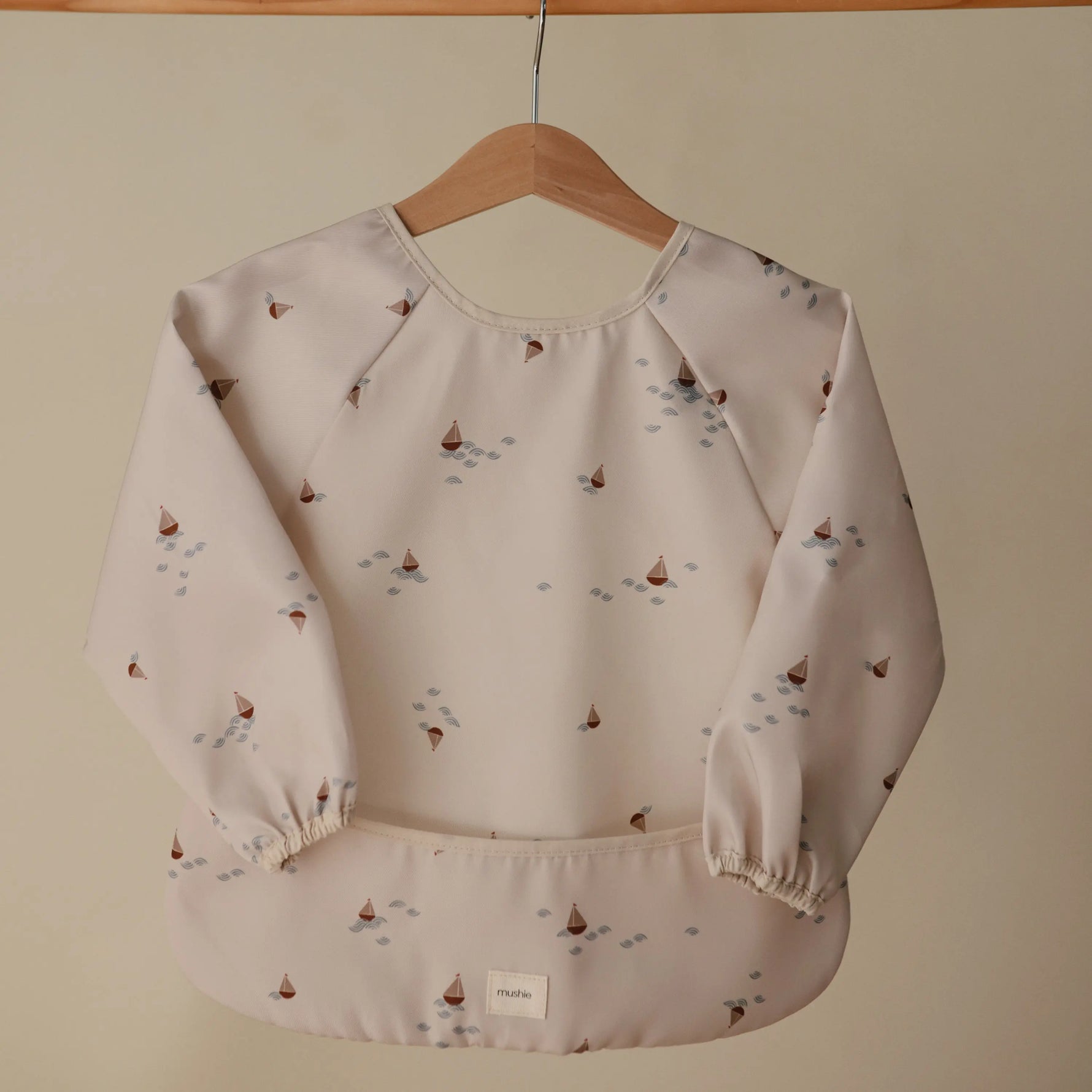 Mushie Water Resistant Long Sleeve Bib for Kids with Wide Pocket and Velcro Closure - Baby & Toddler > Nursing & Feeding > Bibs Long Sleeve Bib