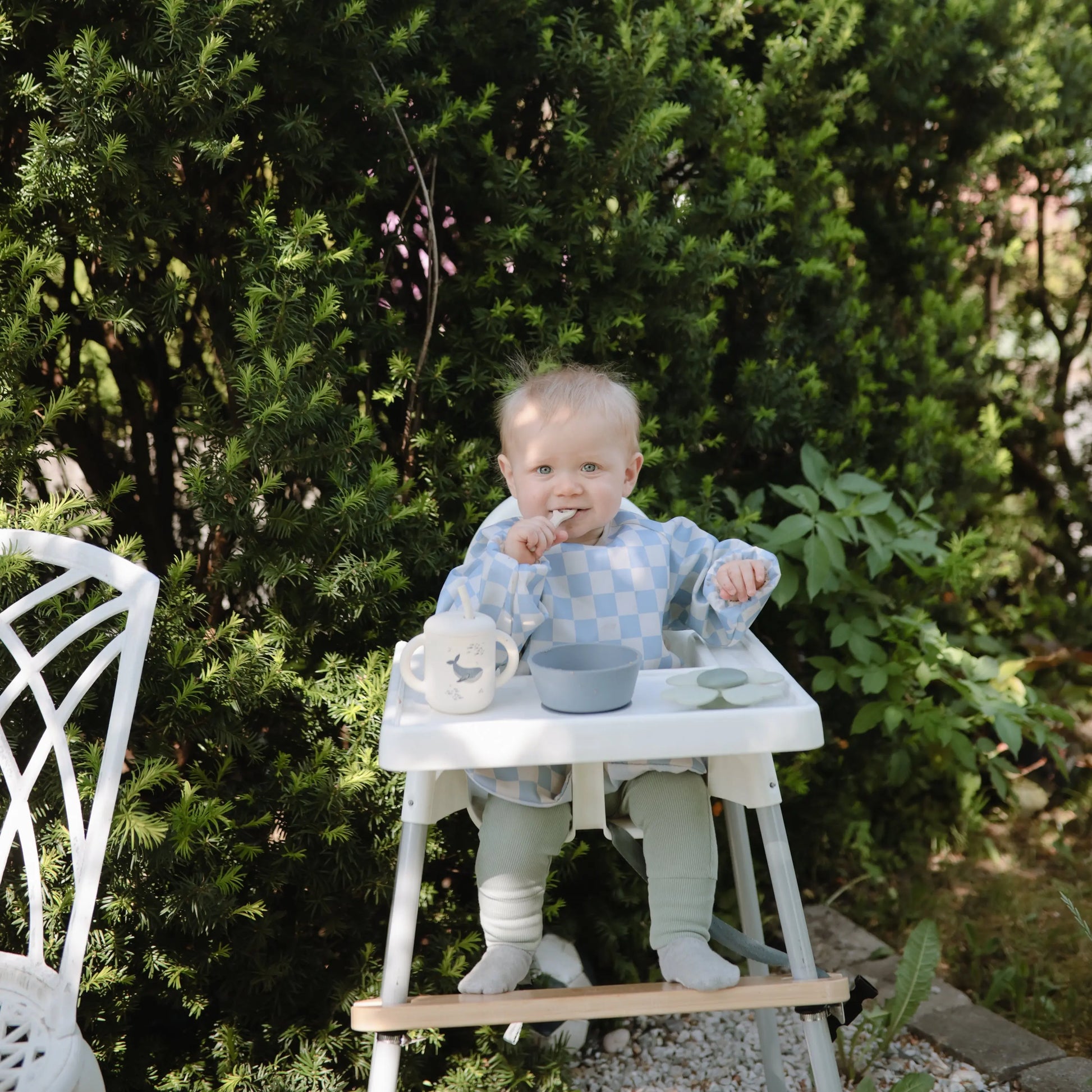 Water Resistant Long Sleeve Bib for Kids with Wide Pocket and Velcro Closure Mushie Everetts Place: Online Boutique