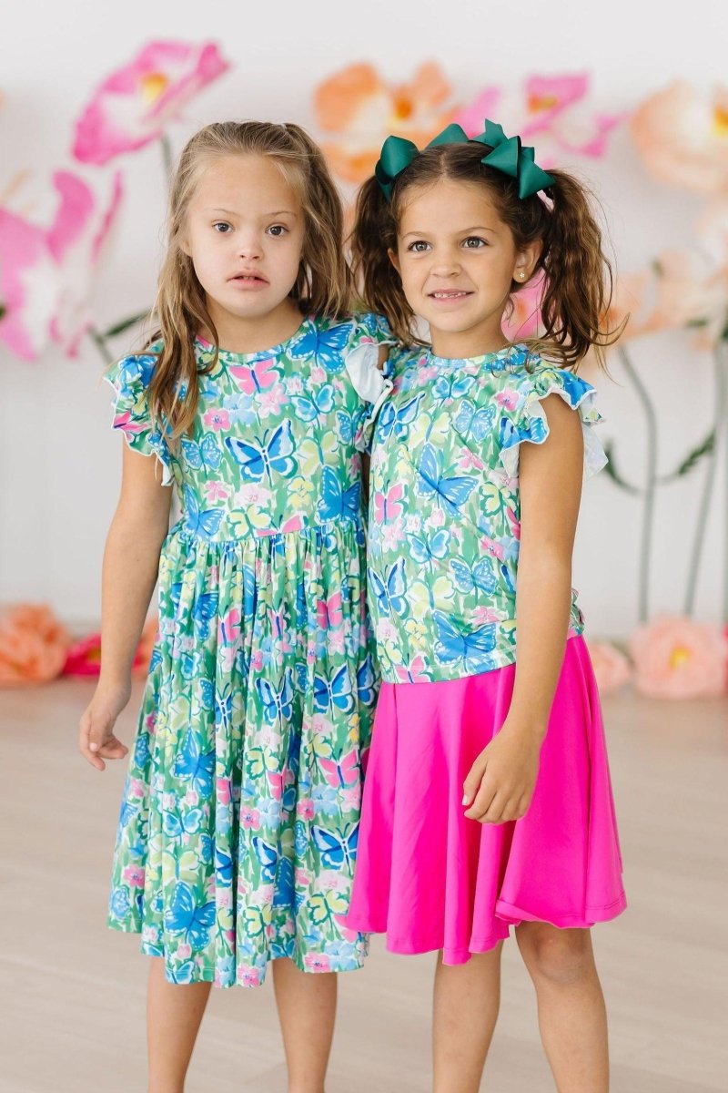 Watercolor Butterflies Flutter Sleeve Twirl Dress Toddler - Everetts Place Boutique - Twirl Dress Flutter