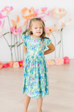 Watercolor Butterflies Flutter Sleeve Twirl Dress Toddler - Everetts Place Boutique - Twirl Dress Flutter
