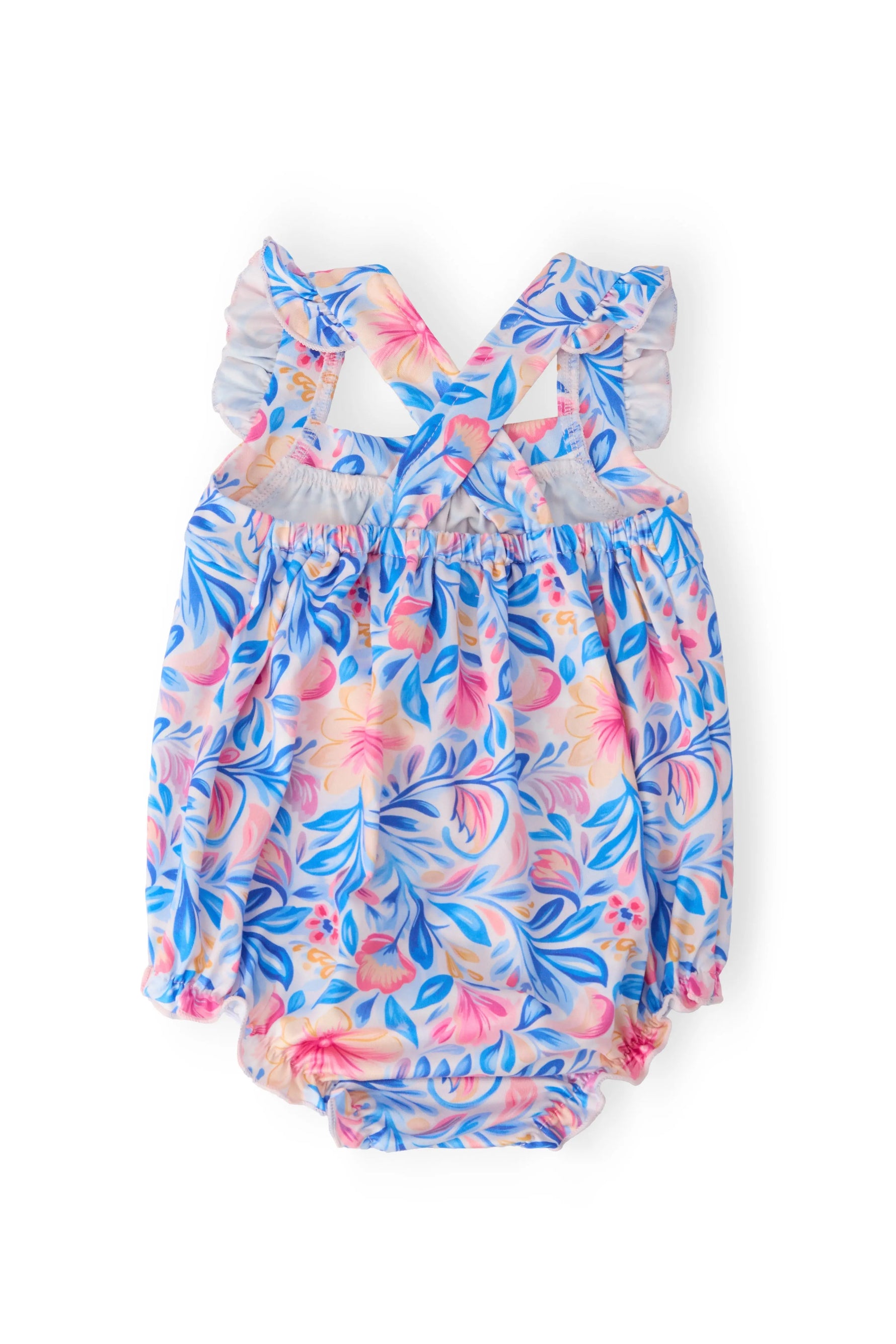 Mila & Rose ® Watercolor Floral Ruffle Cross Back Romper - 