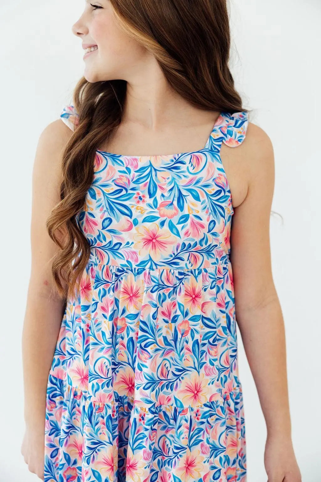 Mila & Rose ® Watercolor Floral Ruffle Maxi Dress - 