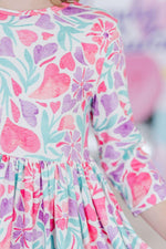 Watercolor Hearts Three Quarter Sleeve Pocket Twirl Dress Mila & Rose ® Everetts Place: Online Boutique