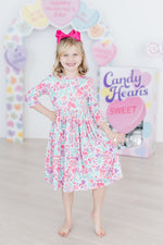 Watercolor Hearts Three Quarter Sleeve Pocket Twirl Dress Mila & Rose ® Everetts Place: Online Boutique