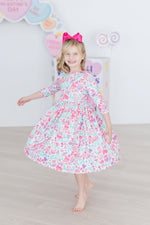 Watercolor Hearts Three Quarter Sleeve Pocket Twirl Dress Mila & Rose ® Everetts Place: Online Boutique