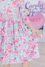 Watercolor Hearts Three Quarter Sleeve Pocket Twirl Dress Mila & Rose ® Everetts Place: Online Boutique