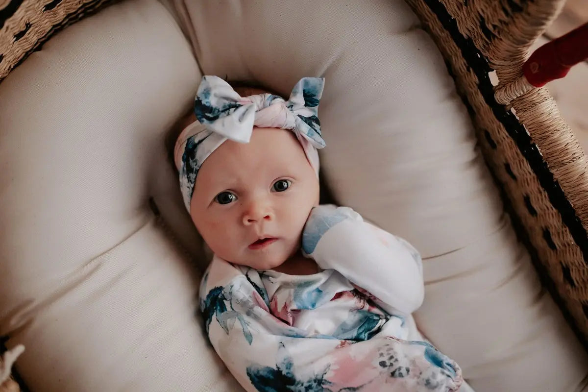 Three Little Tots Watercolor Knotted Headband - 